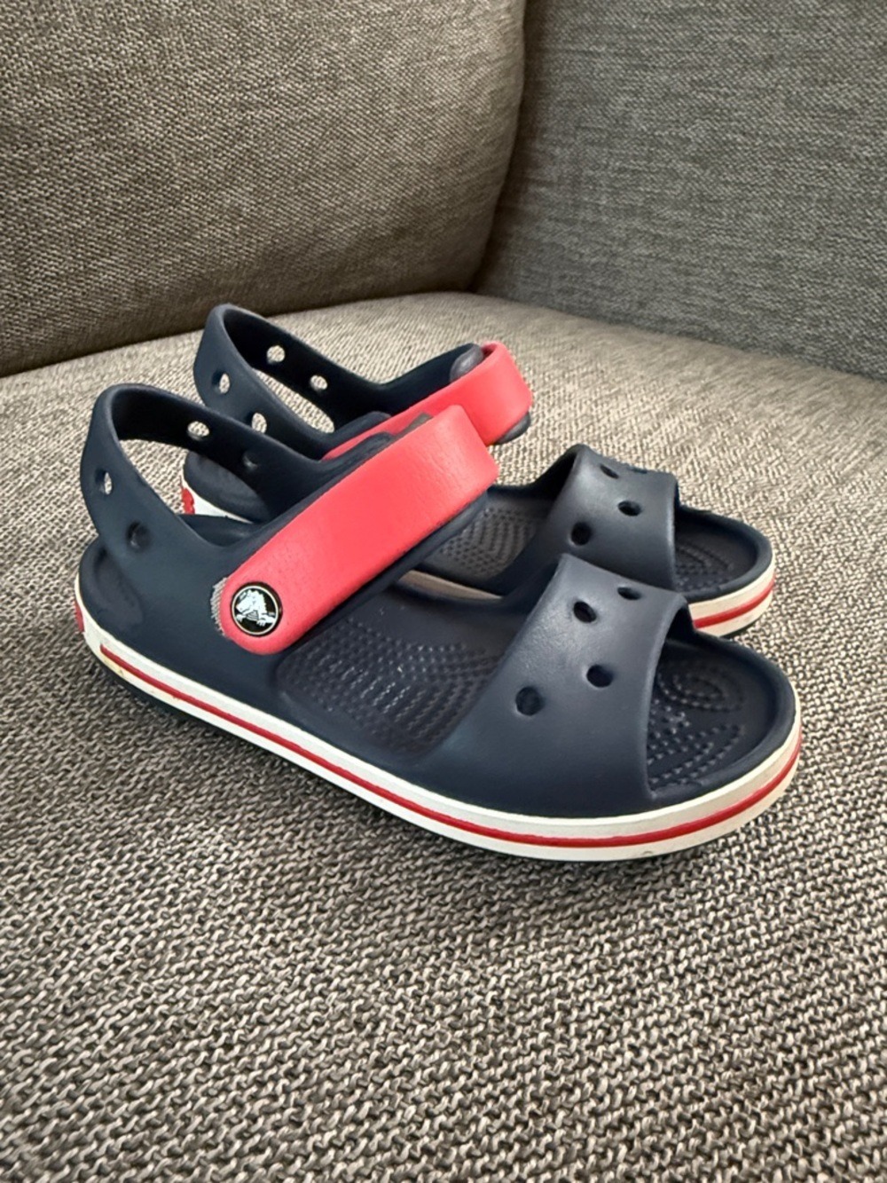 Crocs Crocband Toddler Boy Sandals Navy Red 12 C Used - Picture 2 of 12